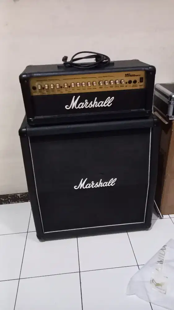 Ampli gitar marshall head mg100hdfx india, cabinet avt 412 england