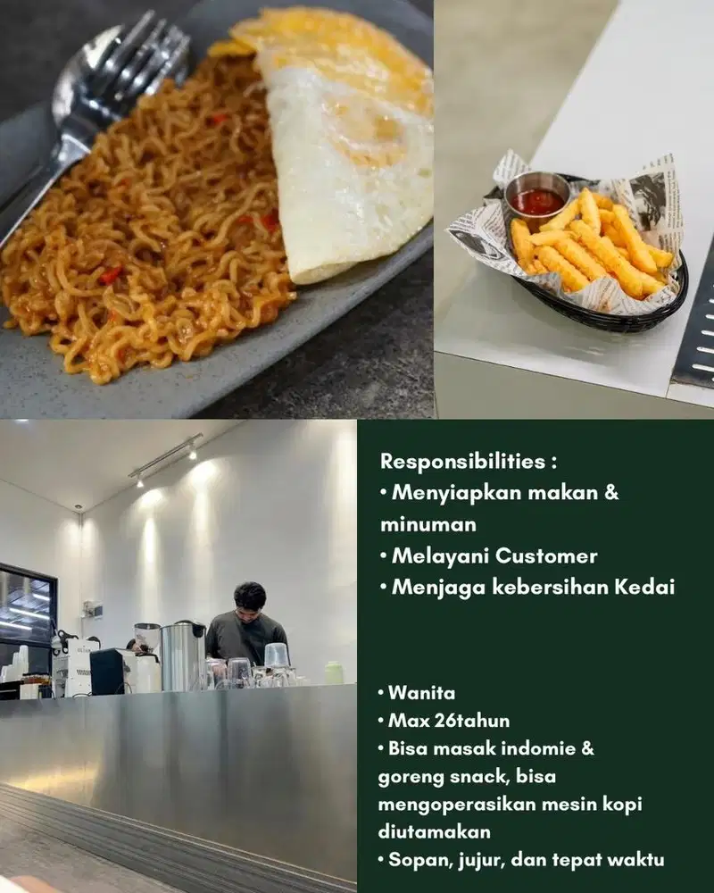 LOWONGAN KERJA KITCHEN PENJAGA KEDAI