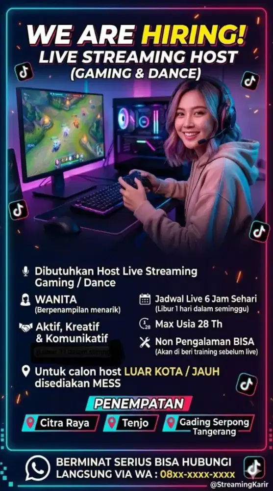 lowongan host live gaming