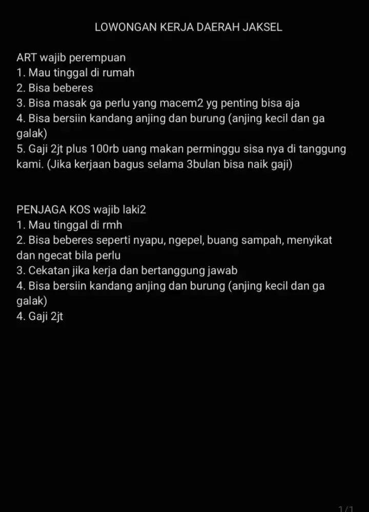 ART DAN PENJAGA/OB KOS