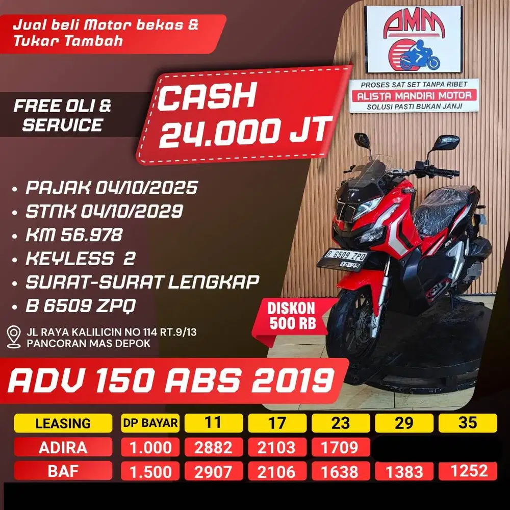 ADV 150 ABS 2019 DP 1 JUTA REMOT 2 CASH / KREDIT ALLO BANK INDODANA