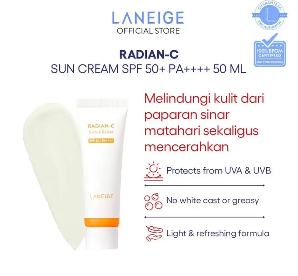 NEW Sunscreen radian-C laneige exp 10/2028