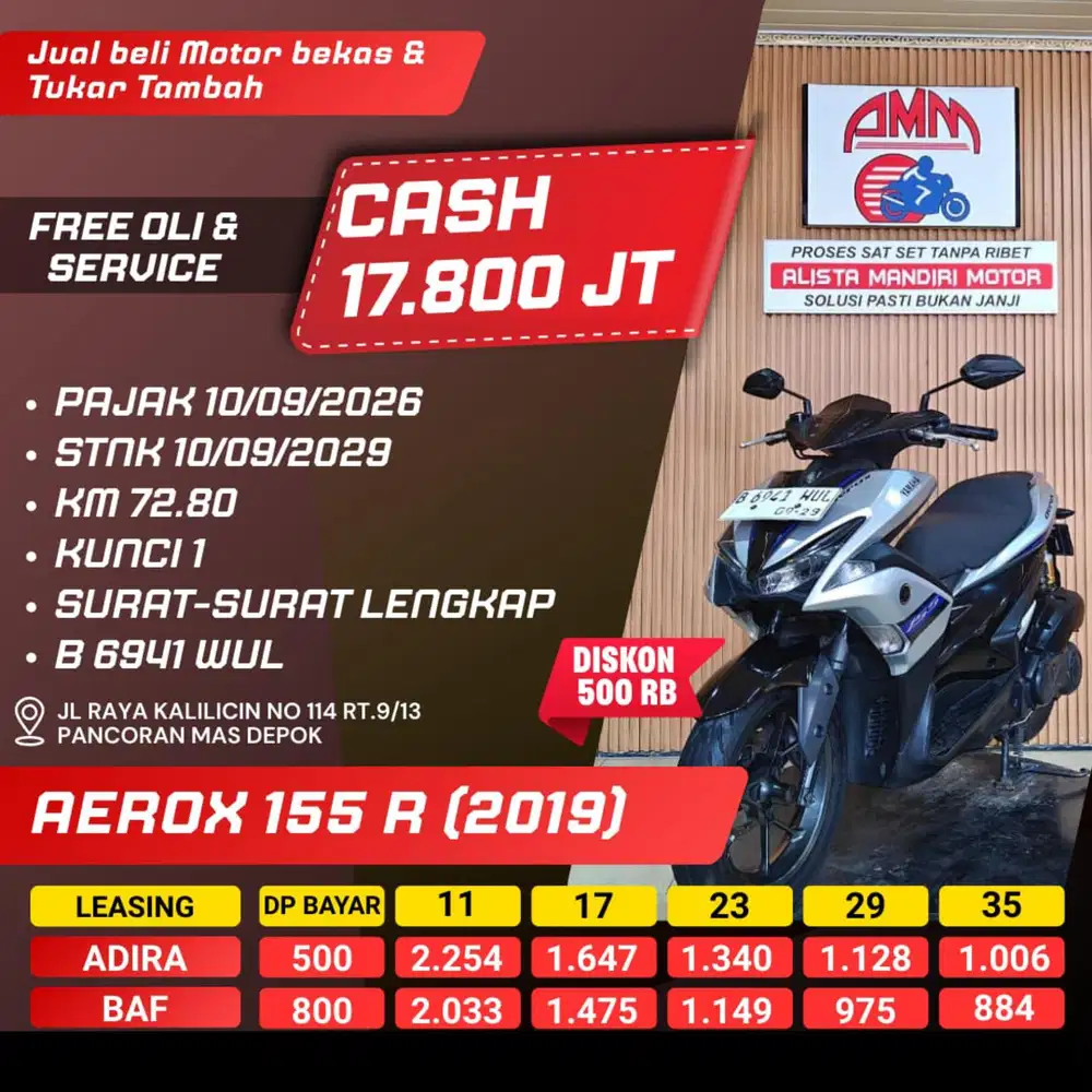 AEROX 155R 2019. ISTIMEWA SS LENGKAP, PAJAK ON, MESIN BODY ADEM. NEGO