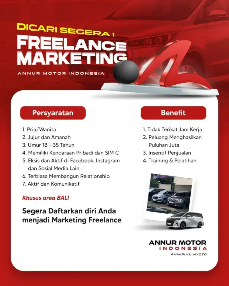 Lowongan Marketing Freelance Otomotif