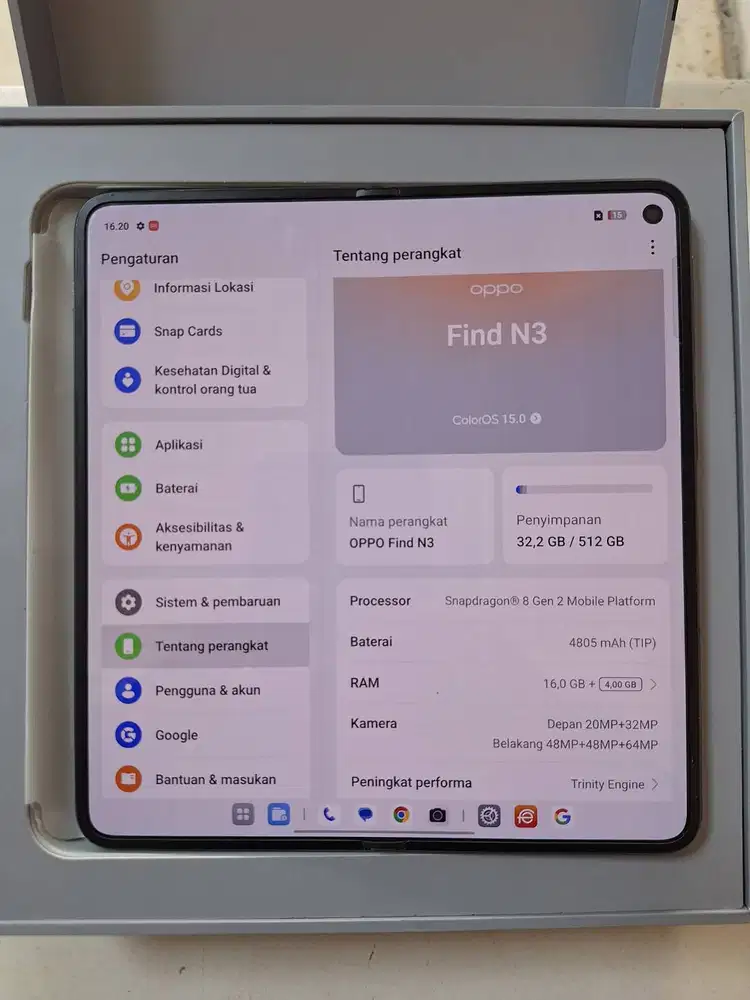 oppo n3 fold 512gb lengkap ori mulus