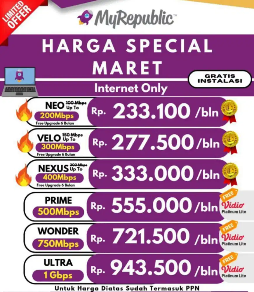 PROMO PEMASANGAN WIFI MYREPUBLIC
