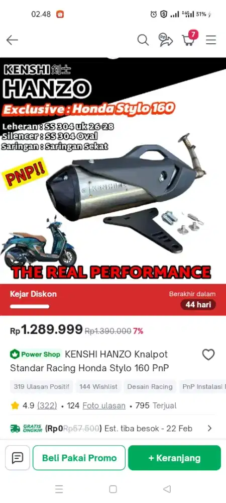 Knalpot kenshi hanzo standar racing bas