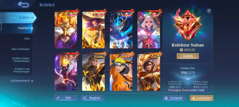 Akun Mobile legend collector juragan 1