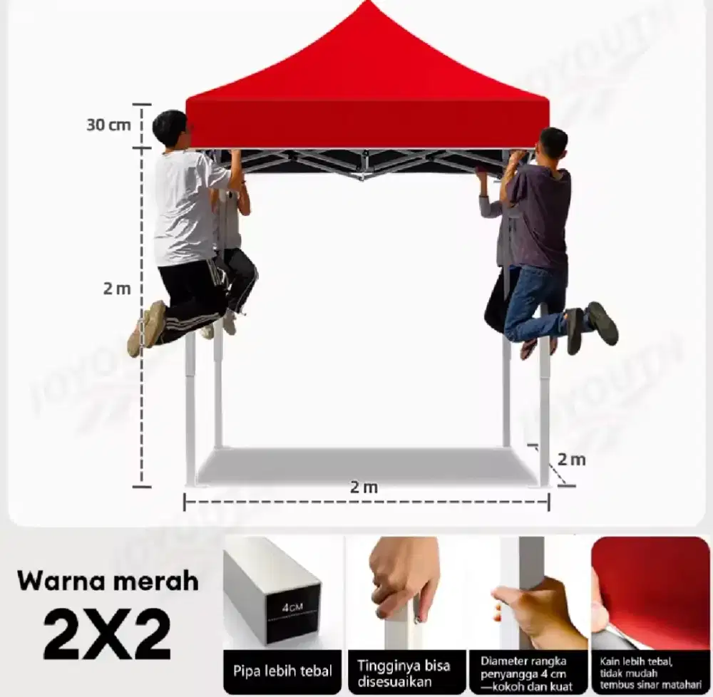 Tenda Jualan Ukuran 2x2 Merah Baru