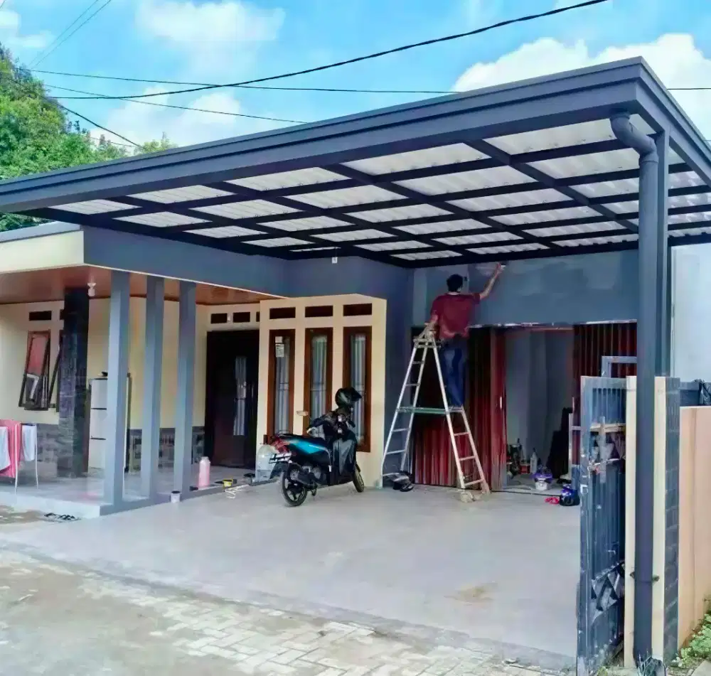 Pasang kanopi hollow galvanis atap alderon