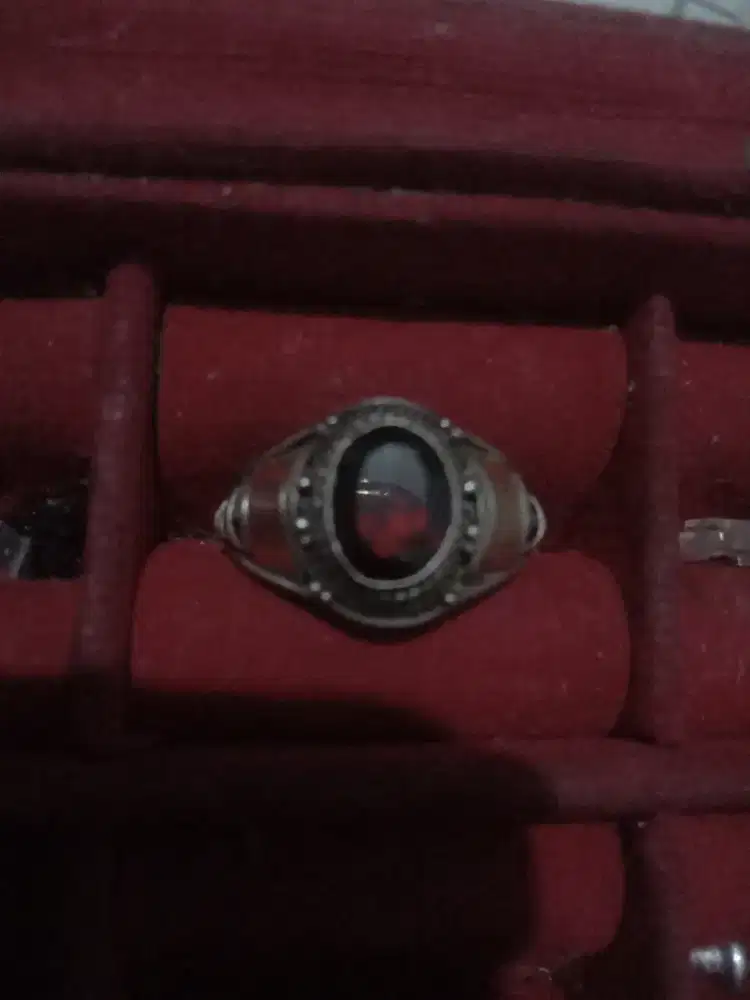 Batu Red Garnet batang perak berlapis emas