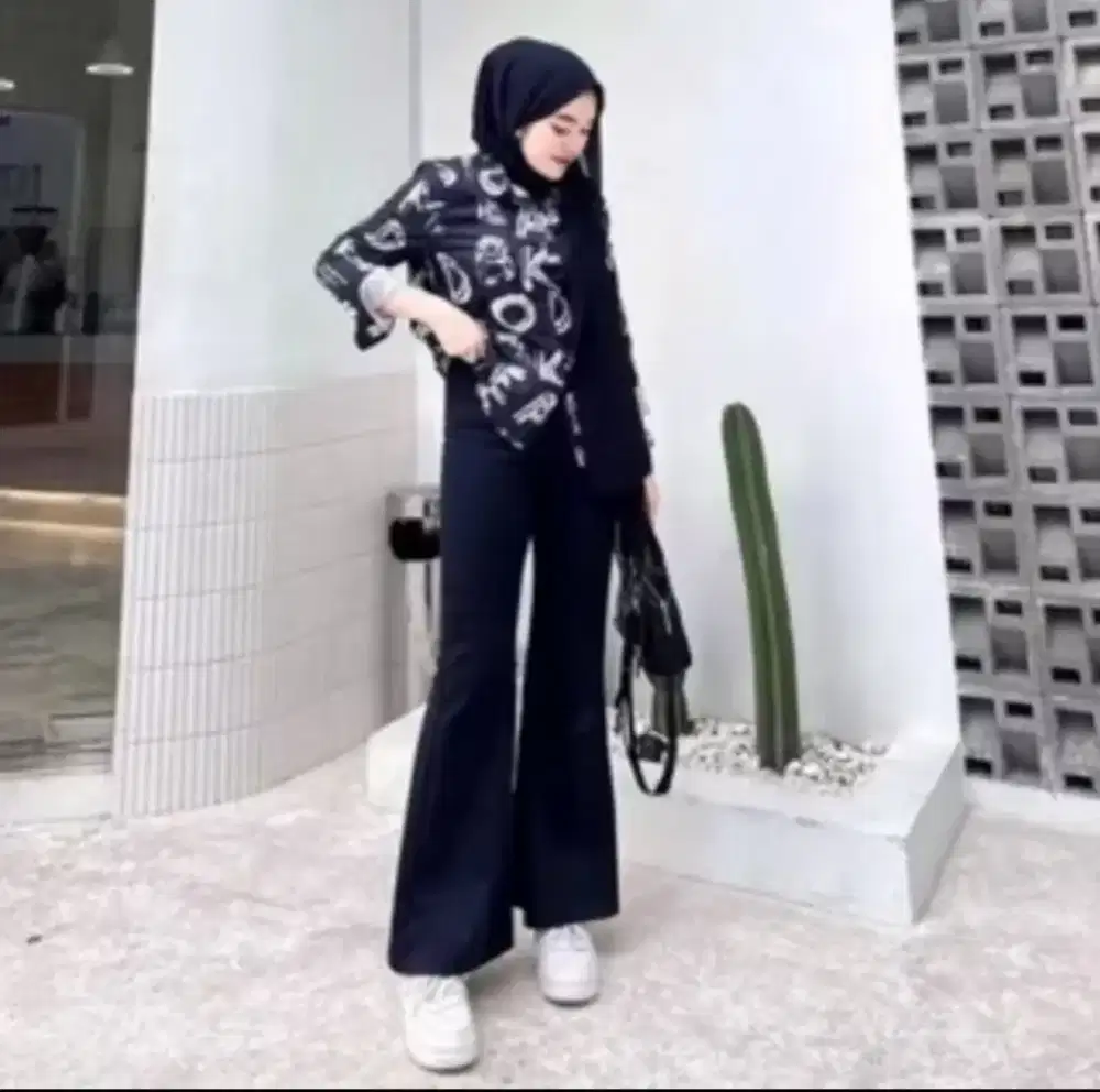 Celana cutbray jeans hitam