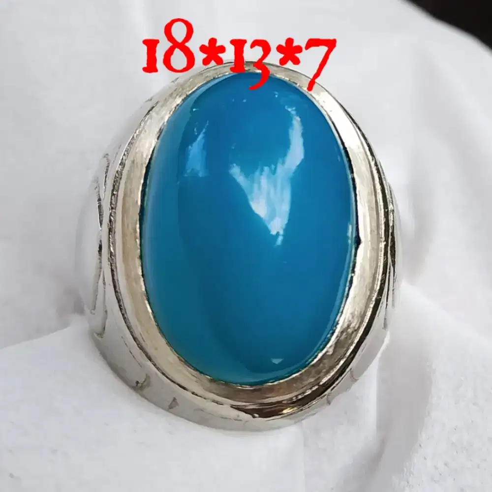 Natural bacan Doko bluish full kristal ring alfaka Net Harga
