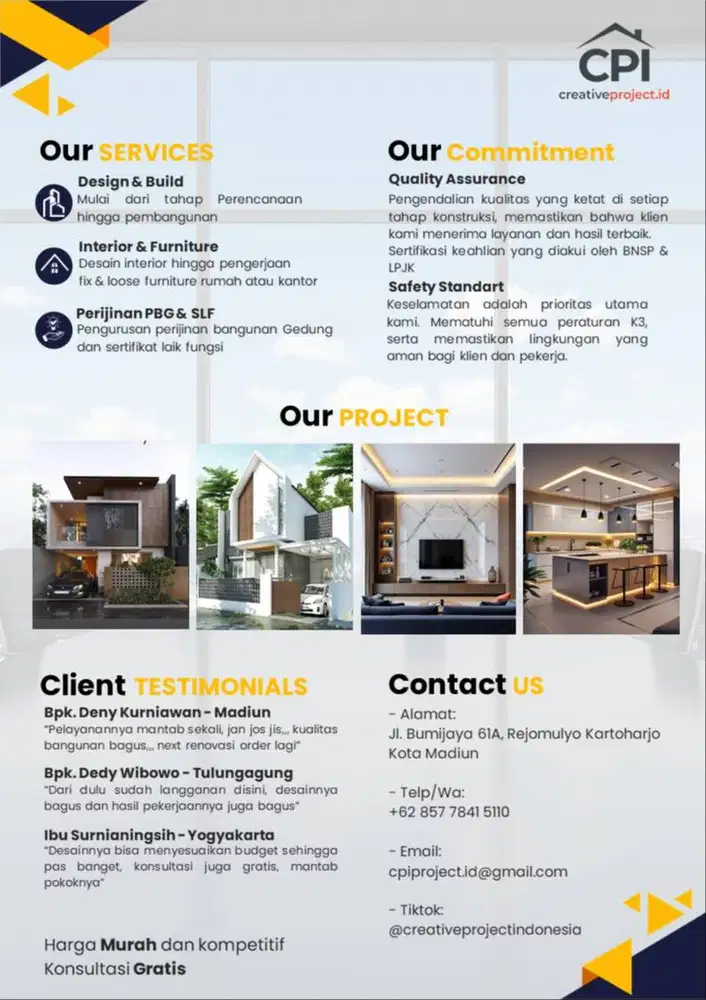 Jasa Desain, RAB, Kontraktor dan Konsultan PBG area Madiun Raya