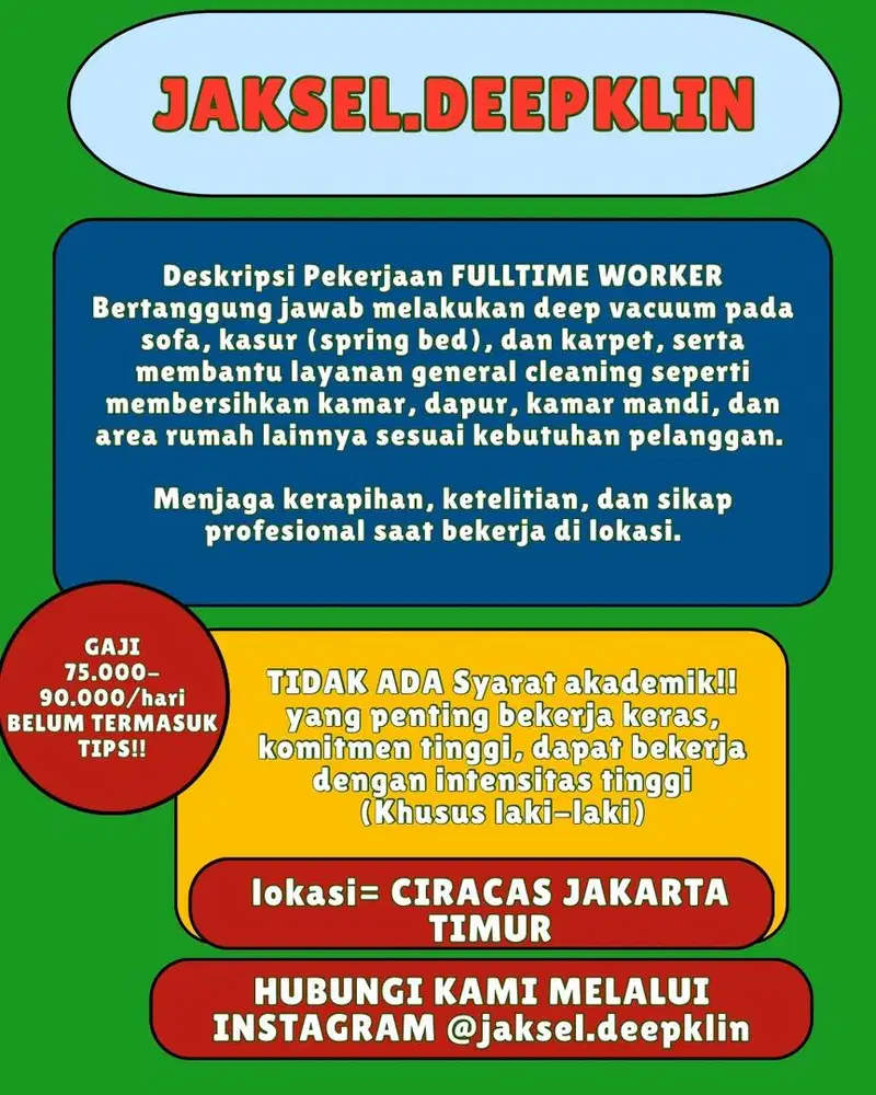 DIBUTUHKAN SEGERA BAGI YANG SERIUS