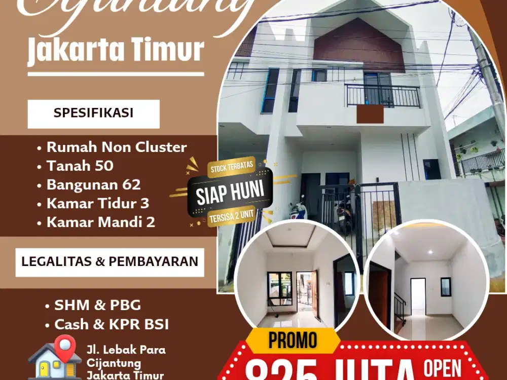 Dijual Rumah 2 Lantai Cijantung Jakarta Timur