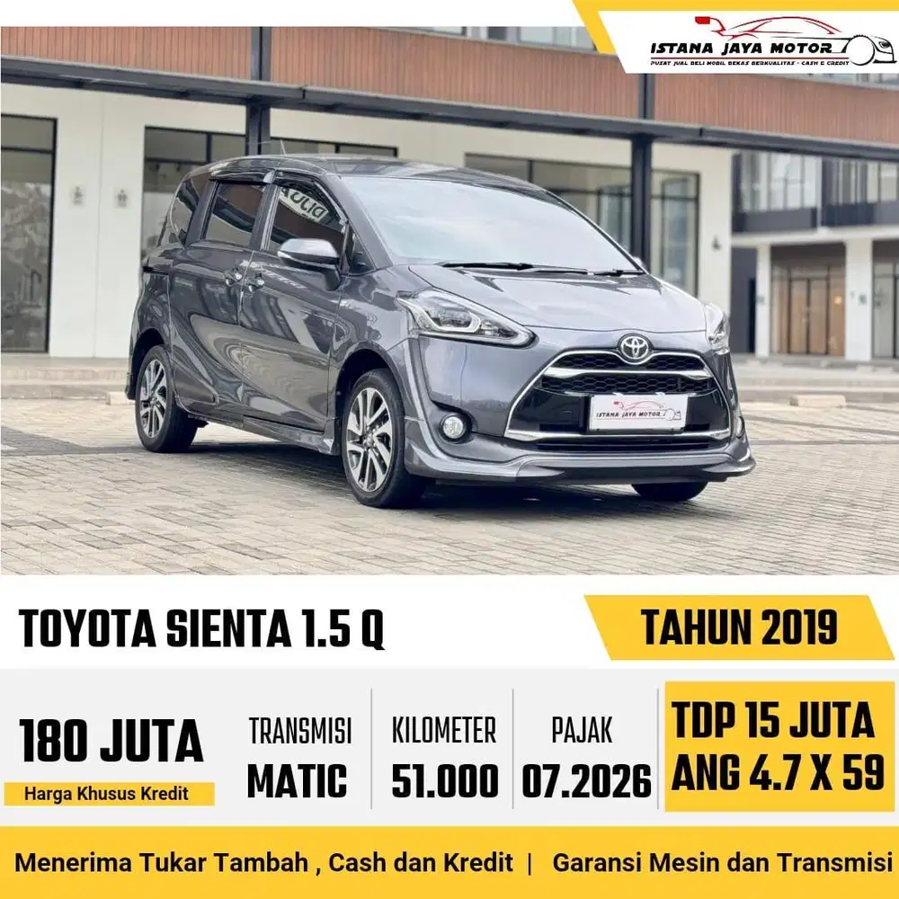 LOW KM Toyota Sienta 1.5 Q AT NIK 2019 Abu