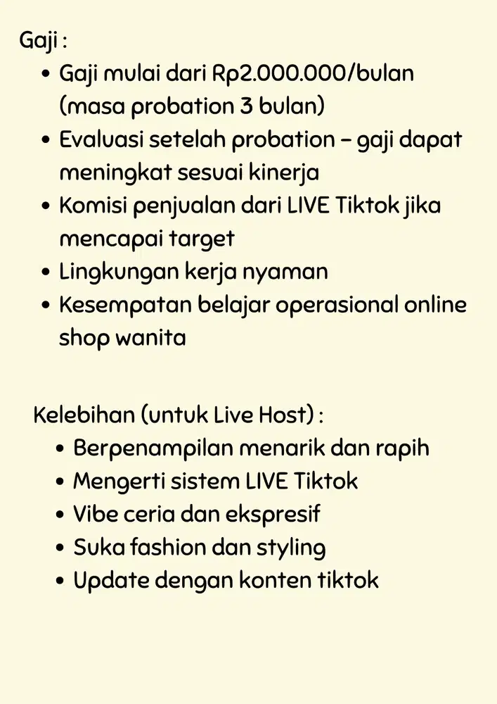 LOWONGAN KERJA - Posie Apparel