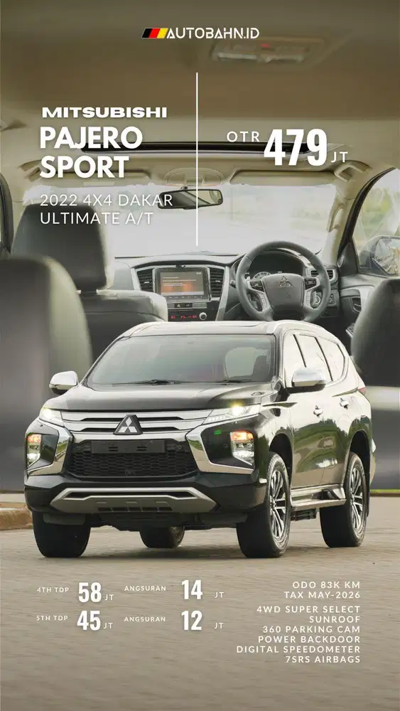 4x4 KING! Pajero Sport 4x4 Dakar Ultimate AT 2022 Black Fullspec