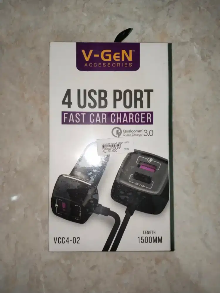 jual fast car charger 4 usb port merek v-gen
