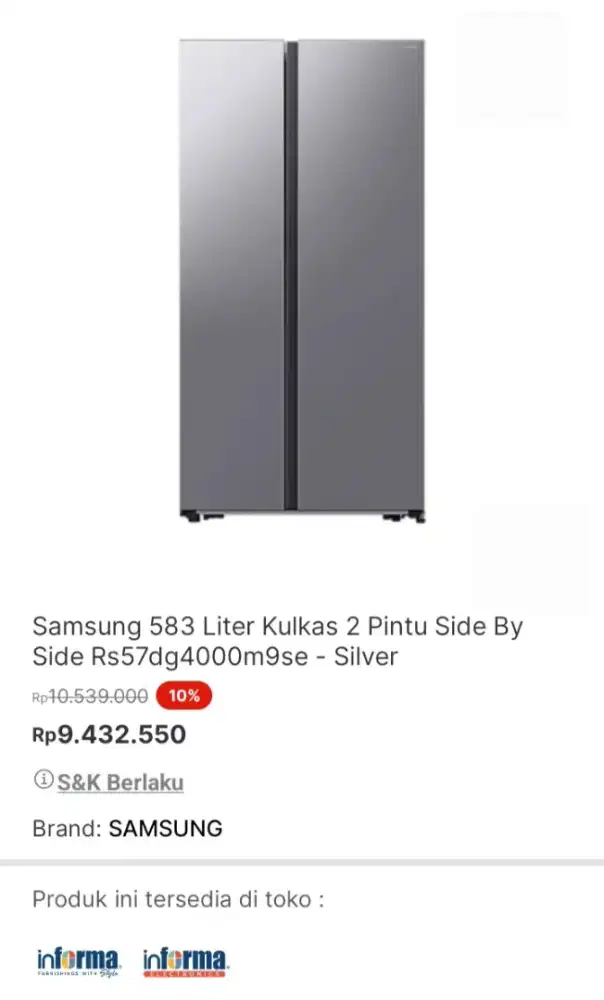 SAMSUNG KULKAS RS57DG4000M9SE -  SILVER