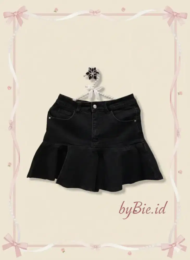 In JP Rok Fishtail Ruffle Denim Retro A-Line