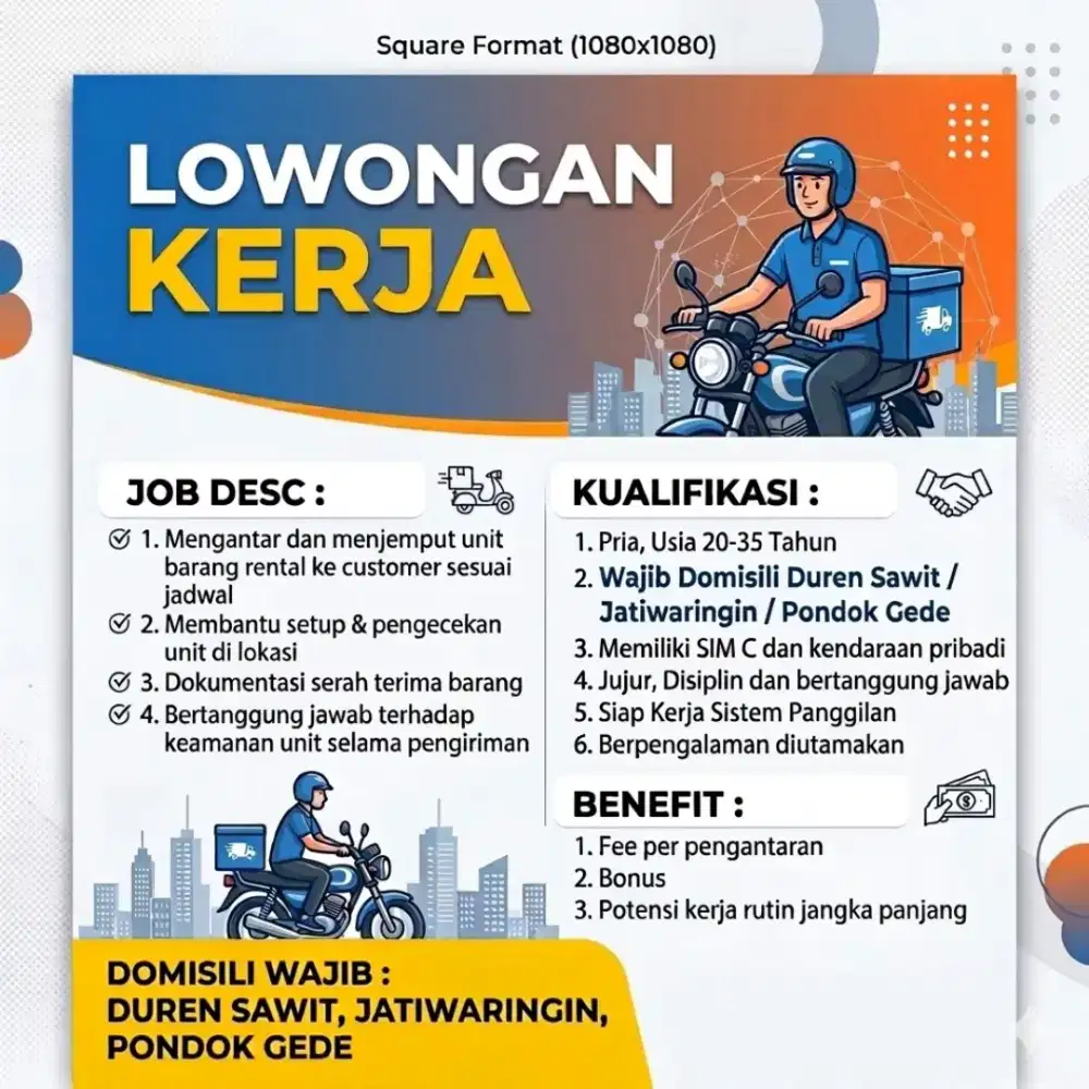 Lowongan kurir daerah Jatiwaringin