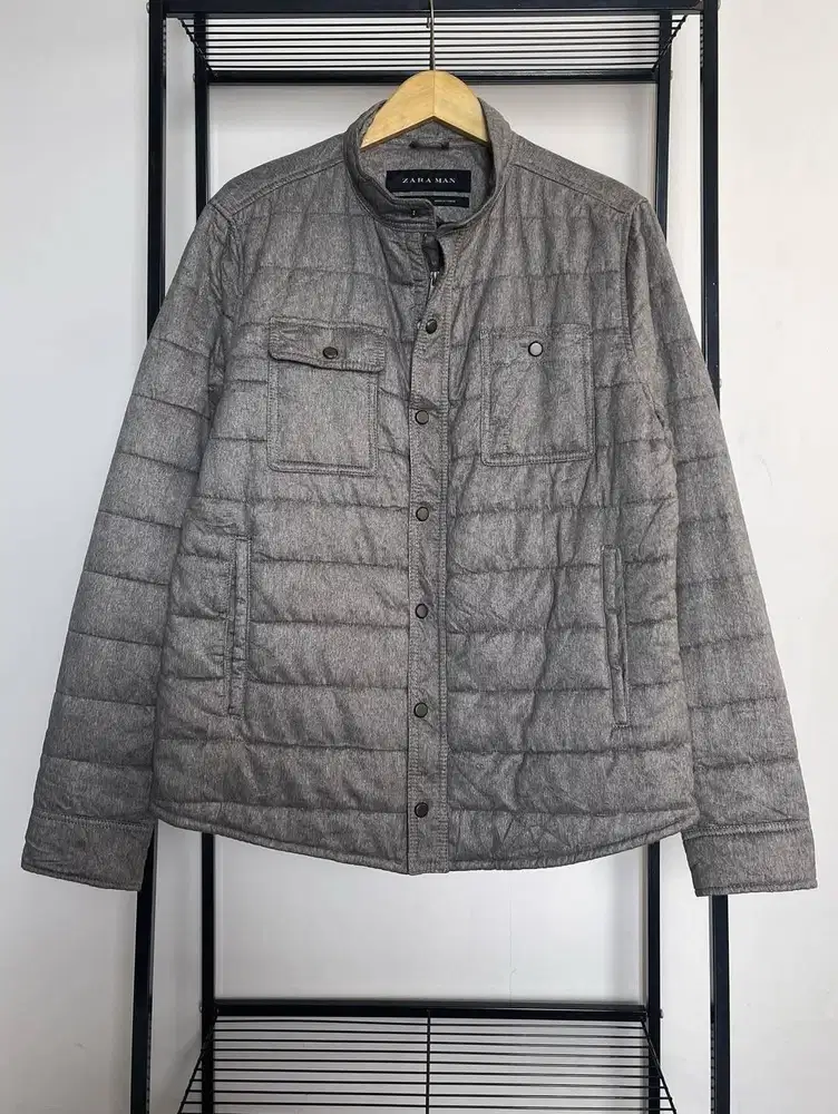 ZARA MAN QUILTED PADED JACKET - SAND GRAY SIZE XL