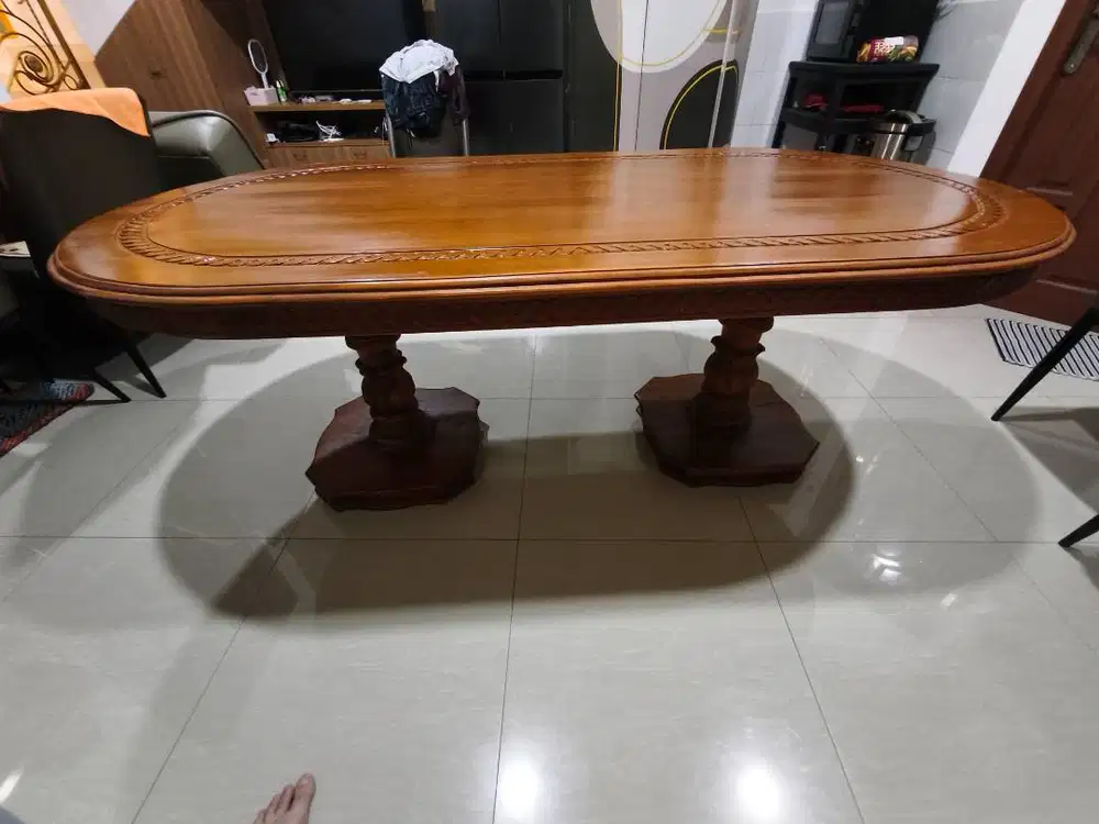 Meja Makan Kayu Jati Asli & Solid (second)