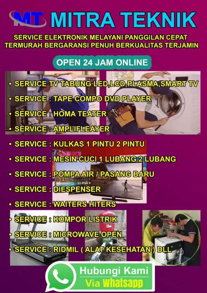 SERVICE TV LED, LCD, TEP DVD, MESIN CUCI, POMPA AIR DAN PASANG BARU