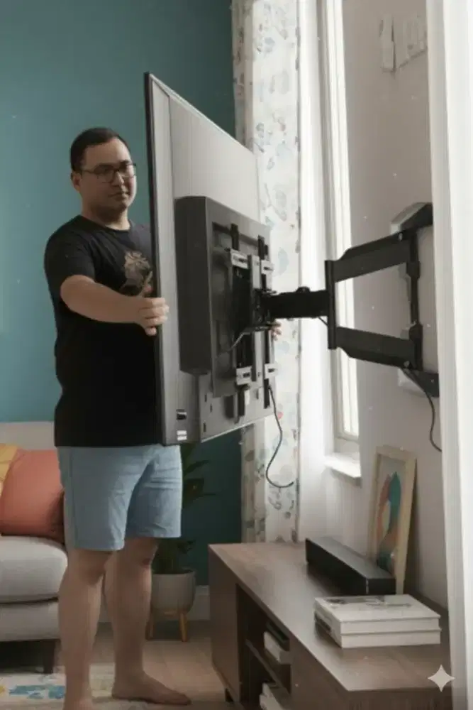 pasang & jual bracket swivel double arm utk gantungan tv led di tembok