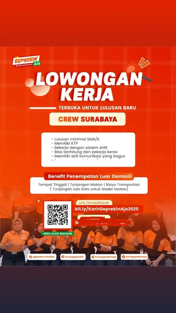 Dicari Crew Outlet Geprekinaja