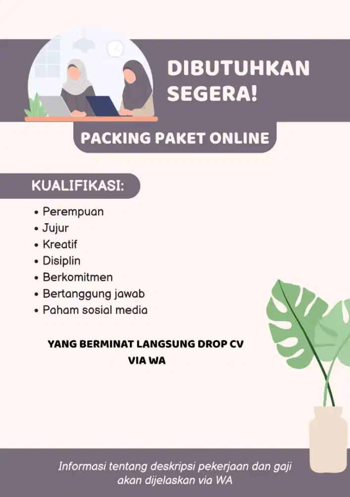 Di butuhkan cepat, minat? Drop vc via wawa