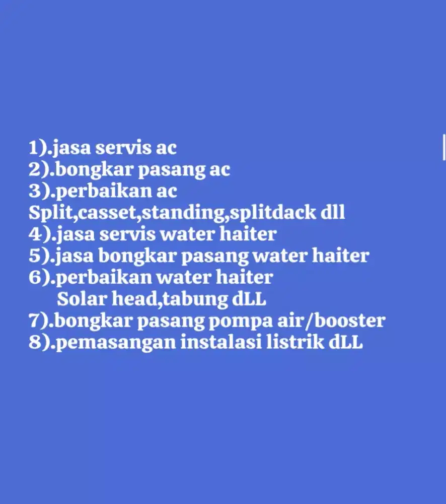 Jasa servis ac bongkar pasang ac water heater instalasi listrik
