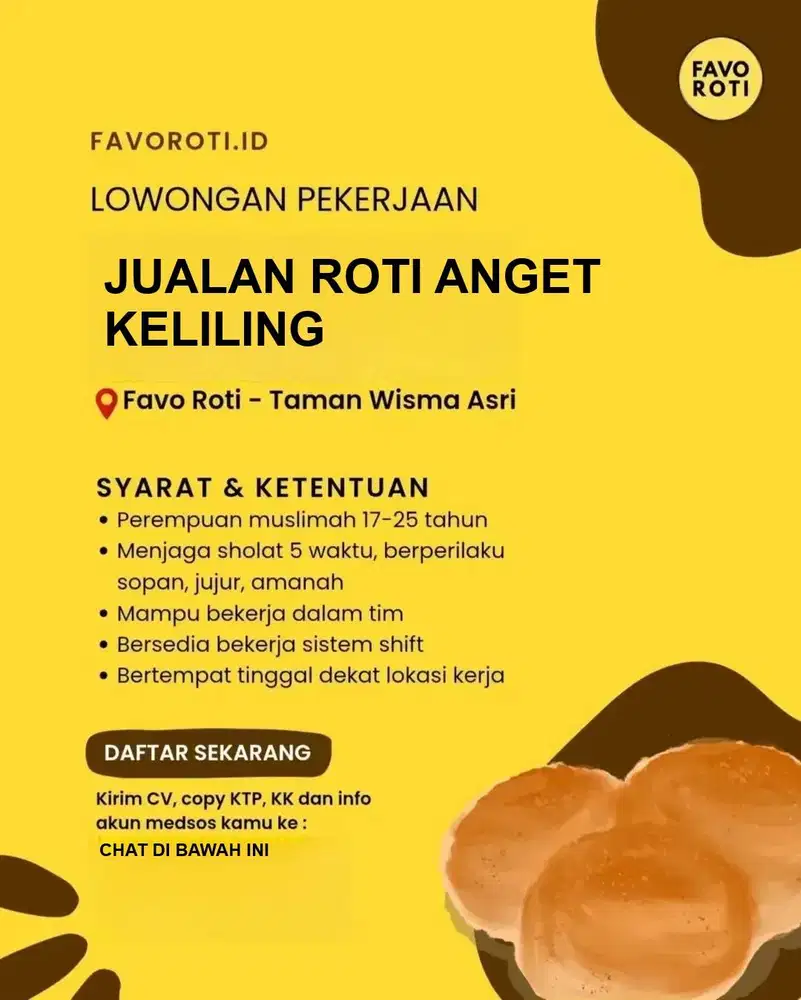LOWONGAN JUAL ROTI ANGET UNTUK WANITA