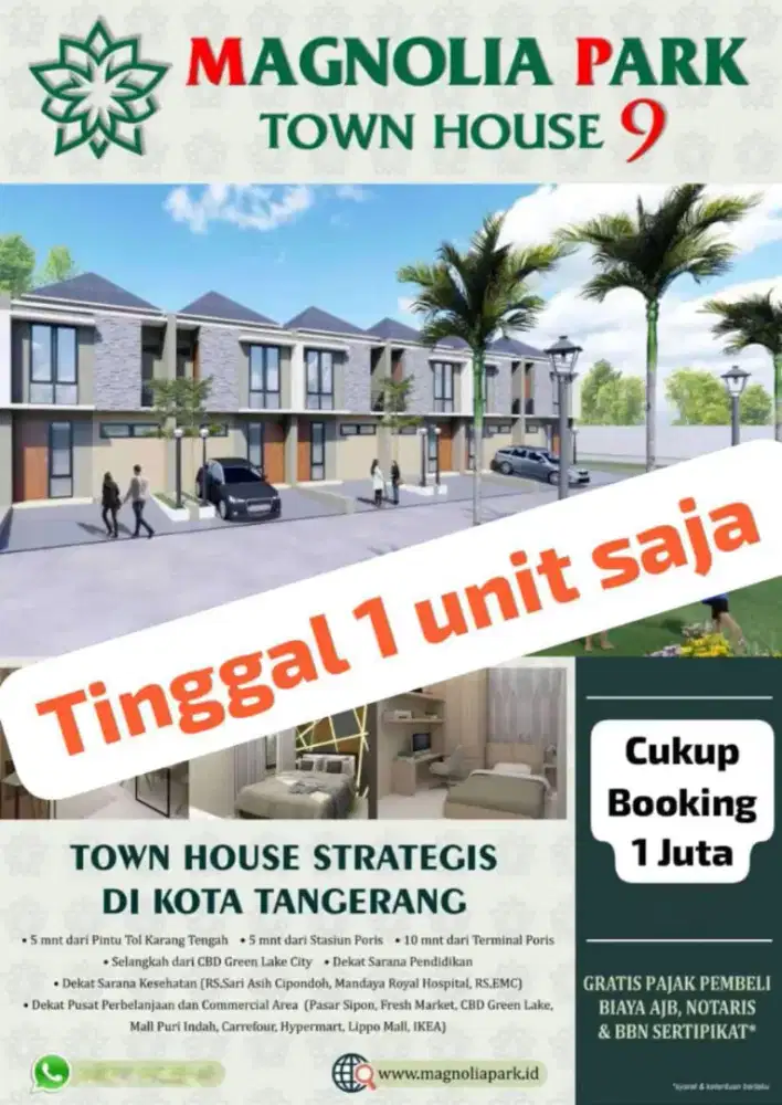 Dijual rumah murah Deket stasiun Poris dan Tol greenlake Magnolia park