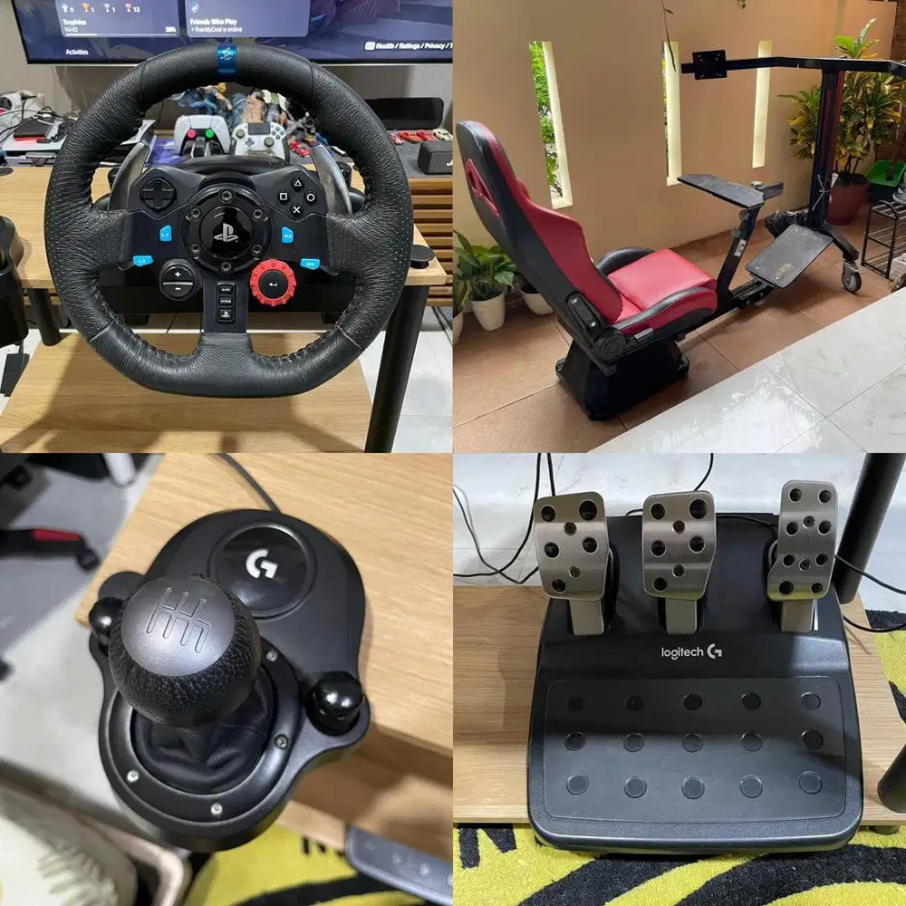 Logitech G29 Steering wheel + shifter + custom stand & seat