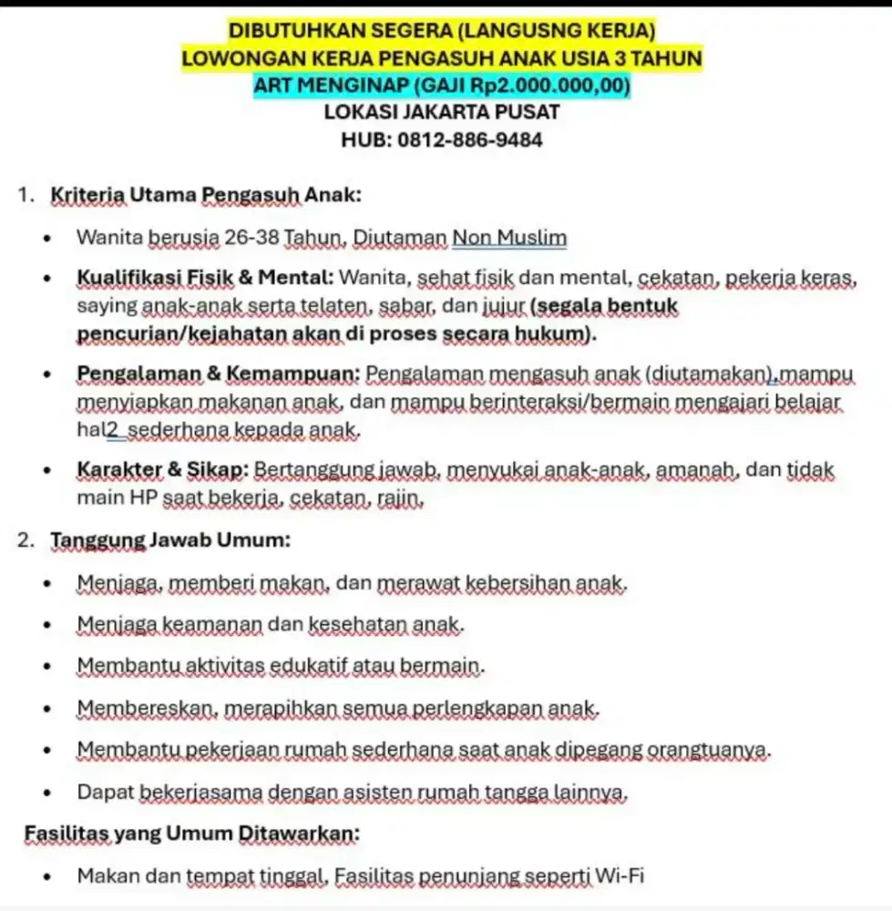 Pengasuh Anak atau ART