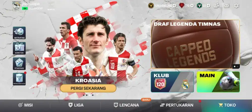 Akun FC Mobile High Tier OVR 120 - Coin 1.2 Miliar - Siap Push Rank