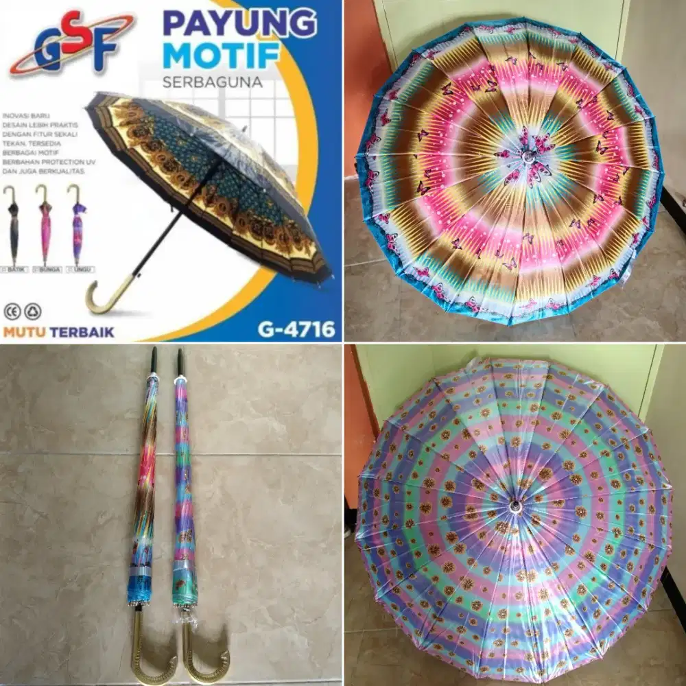 Payung Motif Serbaguna 16 Jari Gagang Gold GSF G-4716