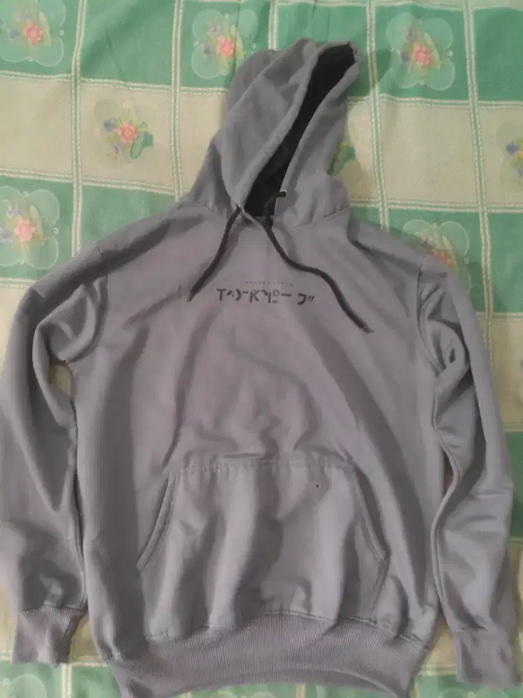 Jaket Sweater Abu Tulisan Jepang