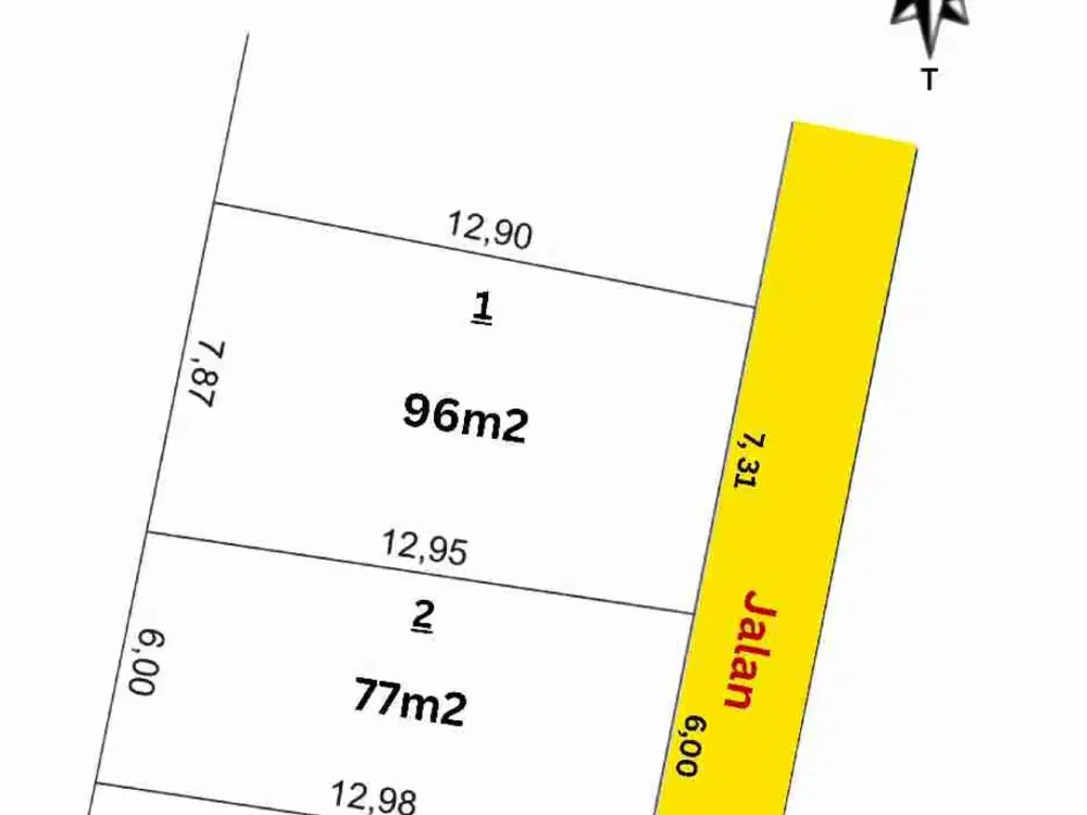 Jual Tanah Luas 96m² & 77m² Jl Gunung Karang Denpasar Barat Strategis Area.