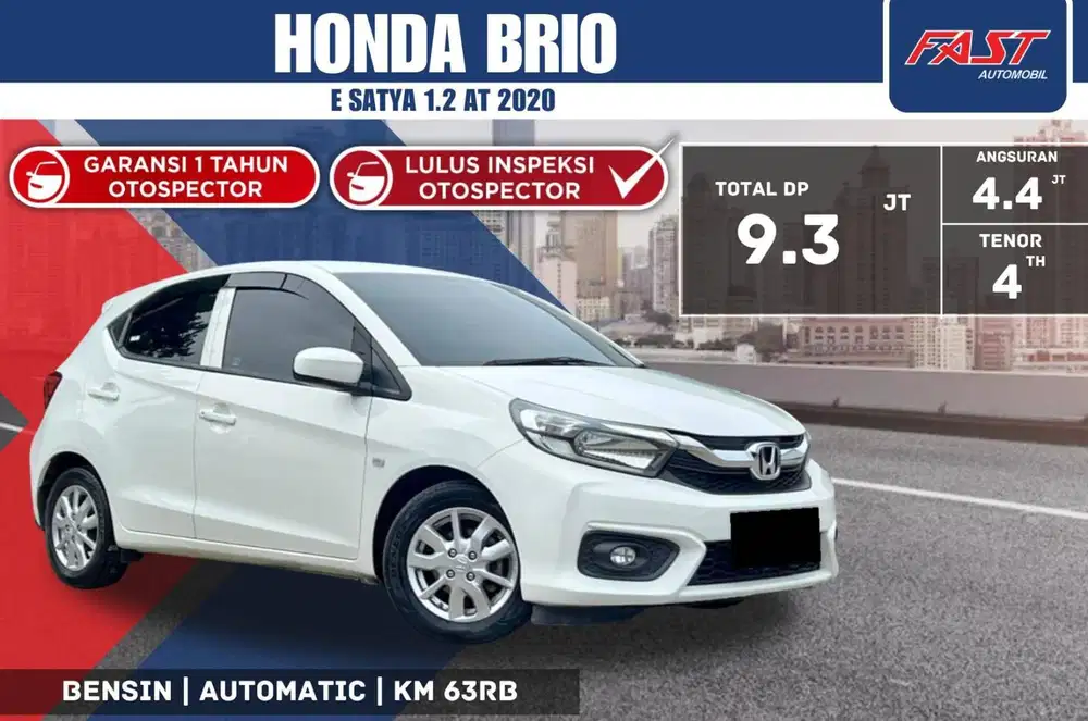 HONDA BRIO E SATYA 2020 1.2 AT KM.63RB & PAJAK PANJANG
