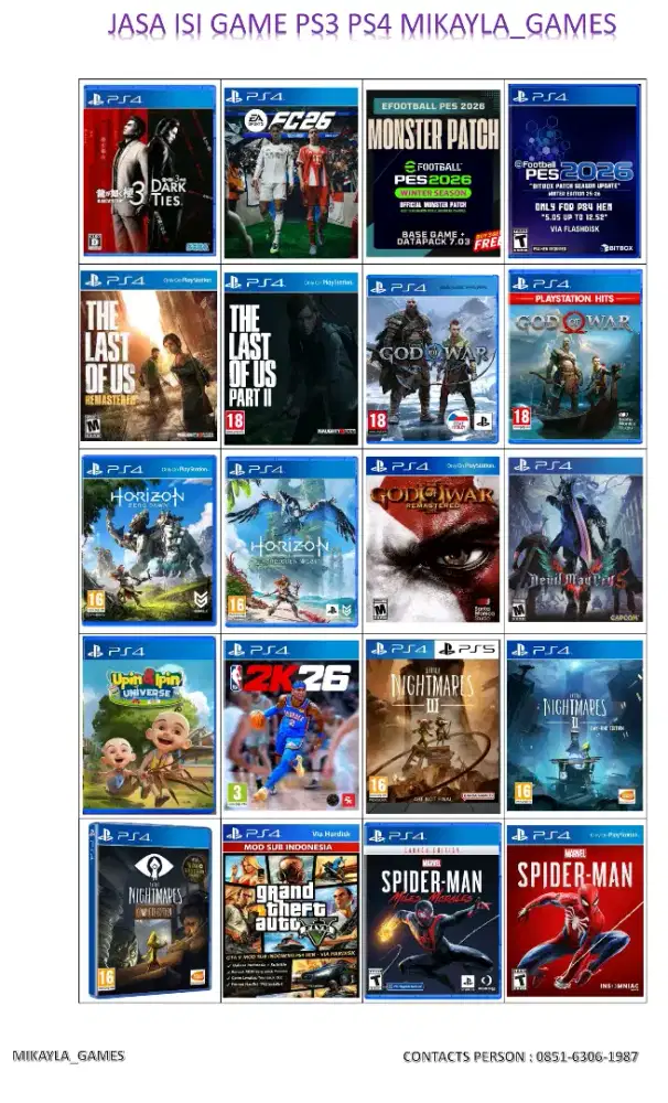 Jasa isi game panggilan ps3 ps4ĵ