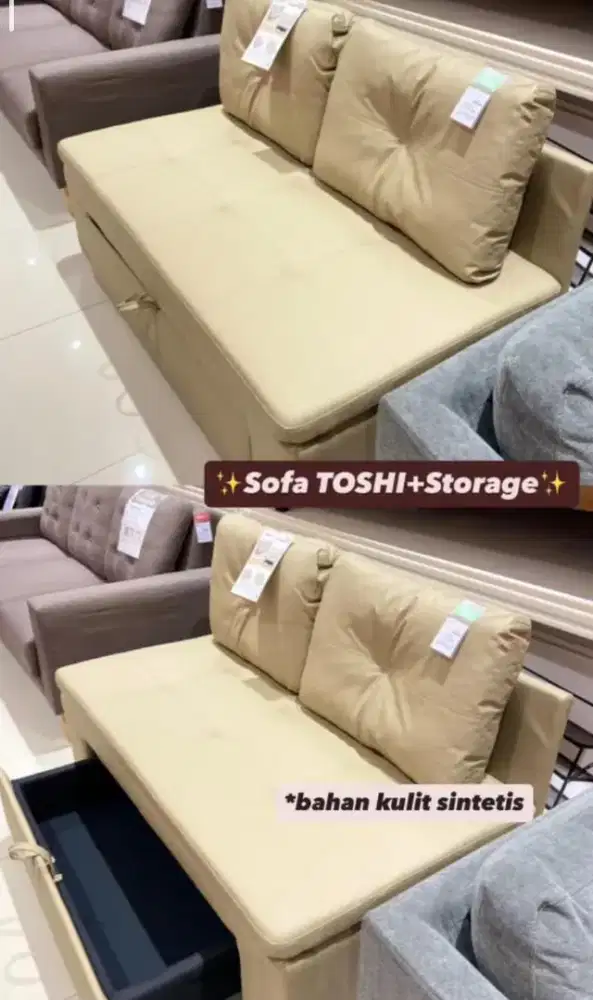 Sofa 2S + penyimpanan Artificial Leather
