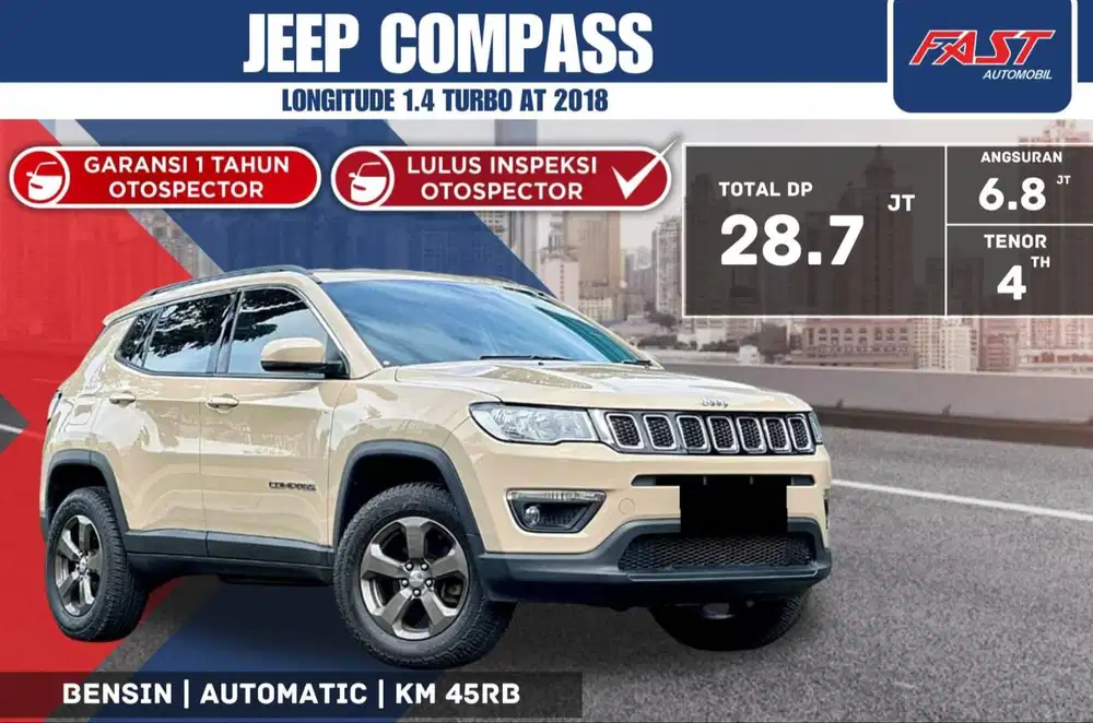 JEEP COMPASS LONGITUDE 2018 TURBO LOW KM.45RB & PAJAK PANJANG