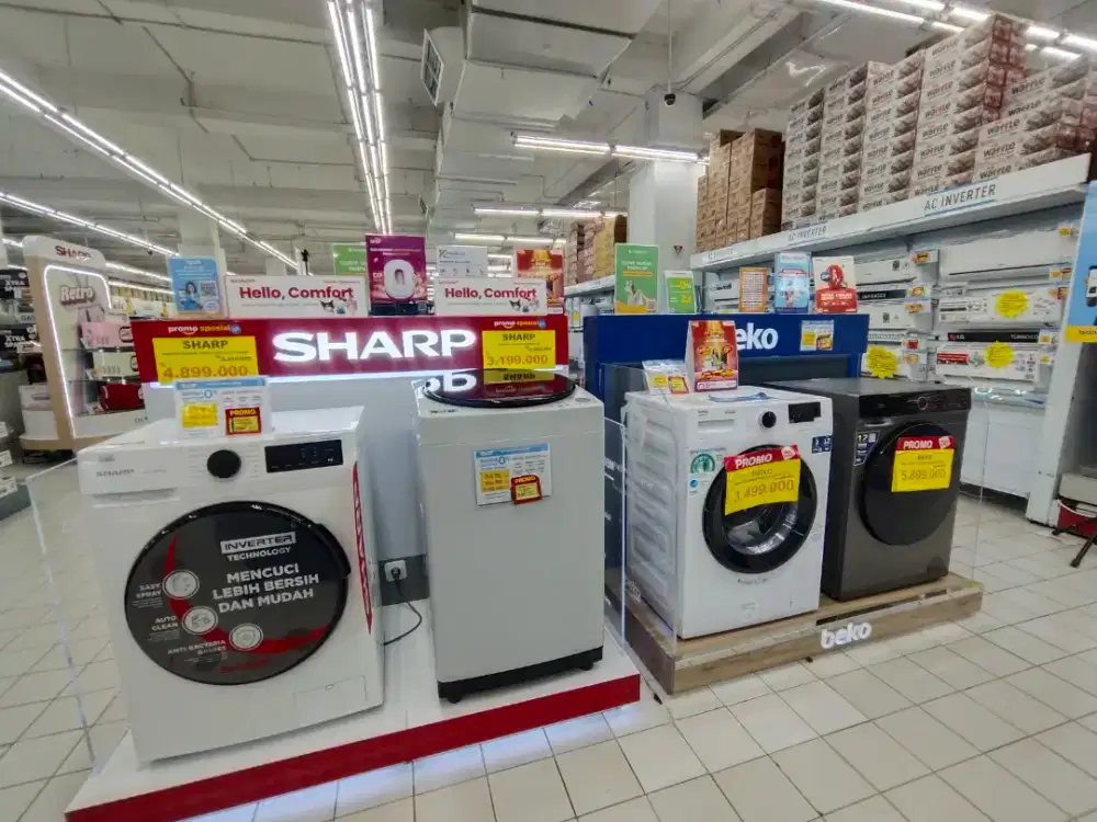 Mesin cuci Sharp bisa dicicil promo bunga mulai 0% dan free 1x cicilan