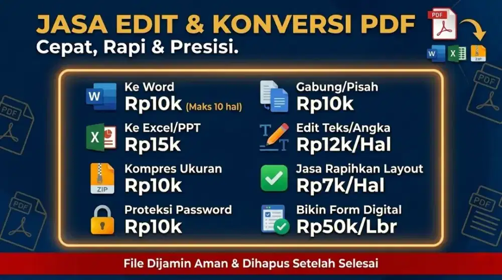 Jasa Edit PDF, Konversi & Kompres/ Perkecil Ukuran Dokumen