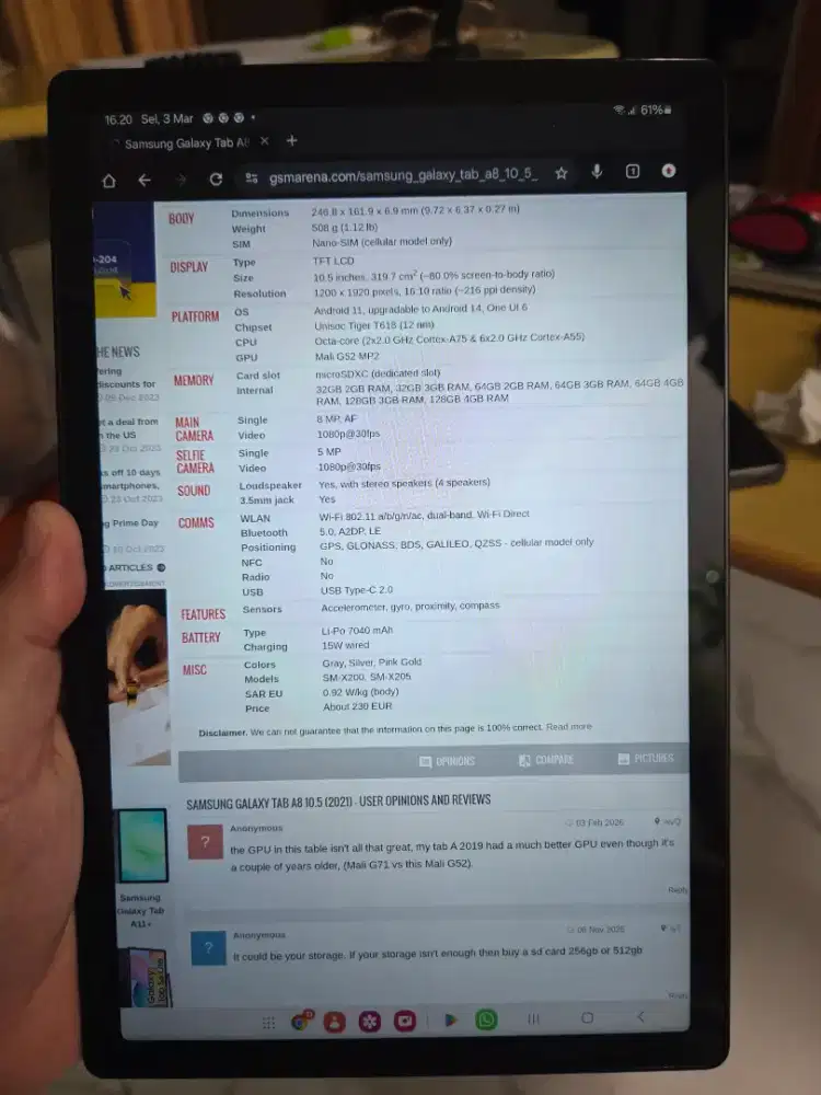 Tablet android Samsung Tab A8 (2022)