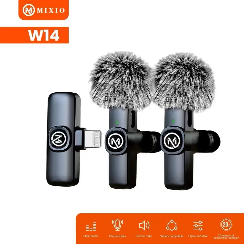 Mixio W14 mic wireless clip on microphone lavalier tipe C